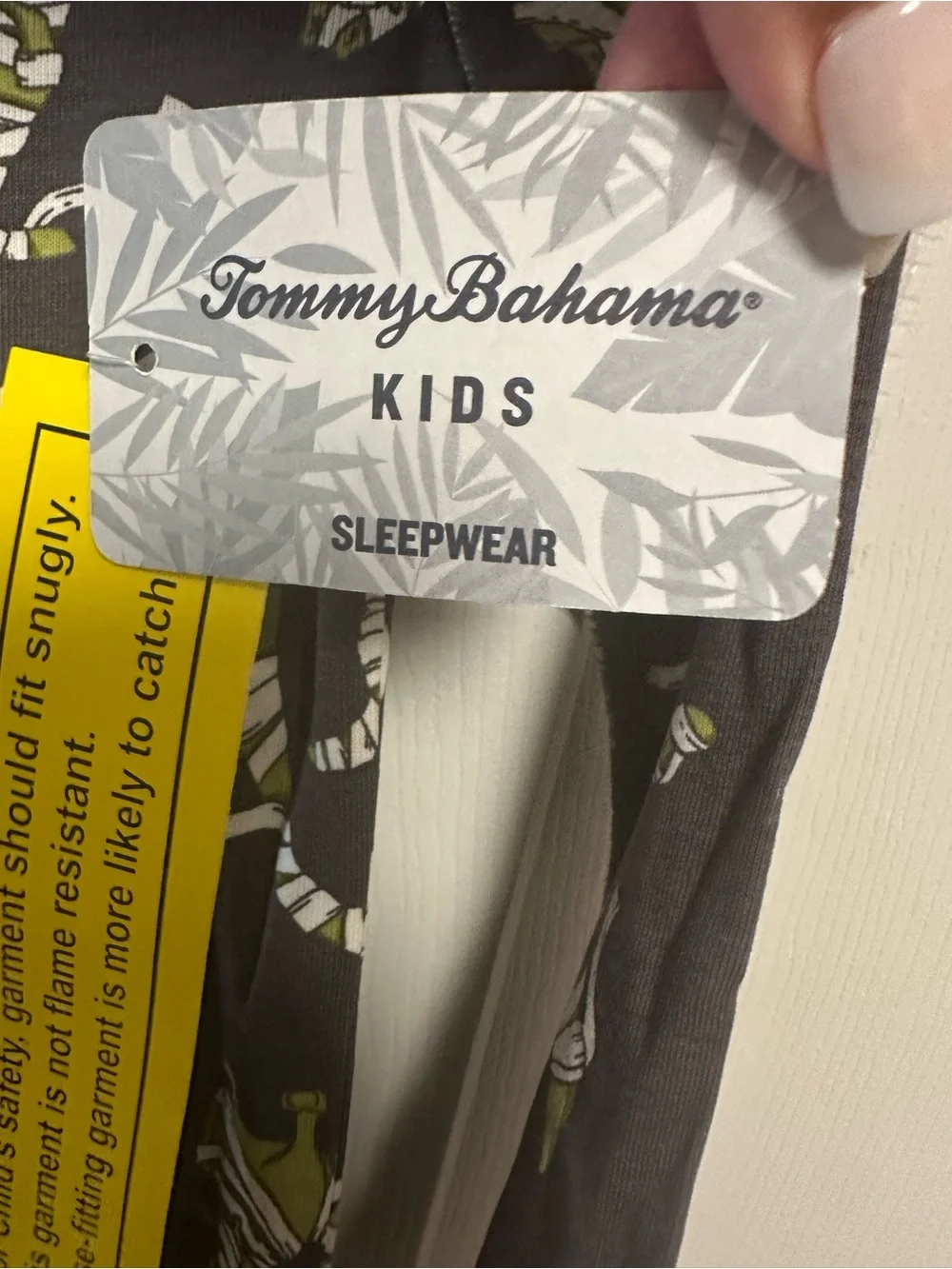 Kids Long Sleeve Pajama Set in Charcoal with Green Dino Print Halloween